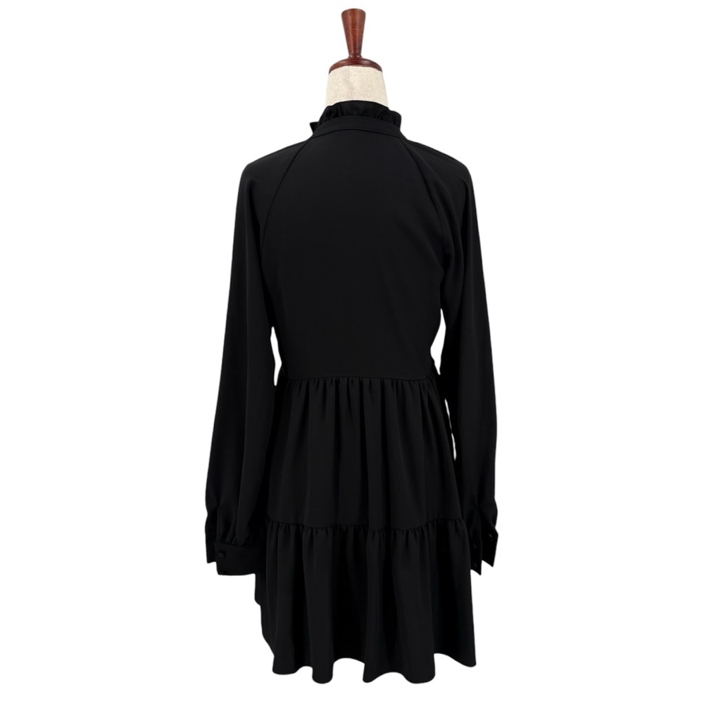 Amanda Uprichard Black Long Sleeve Tiered Saffron Mini Dress XS - Picture 3 of 7
